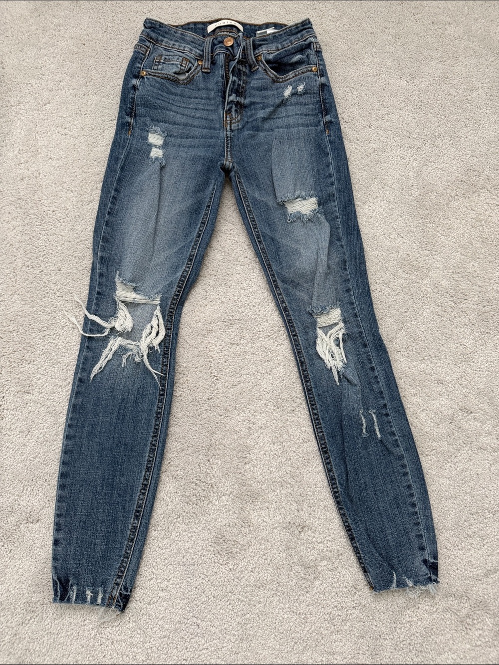 eunina Distressed Skinny Jeans - Blue Wash